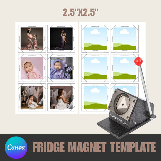 2.5"x2.5" | 63.5mmx63.5mm  Square Fridge Magnet Template (Canva Design)